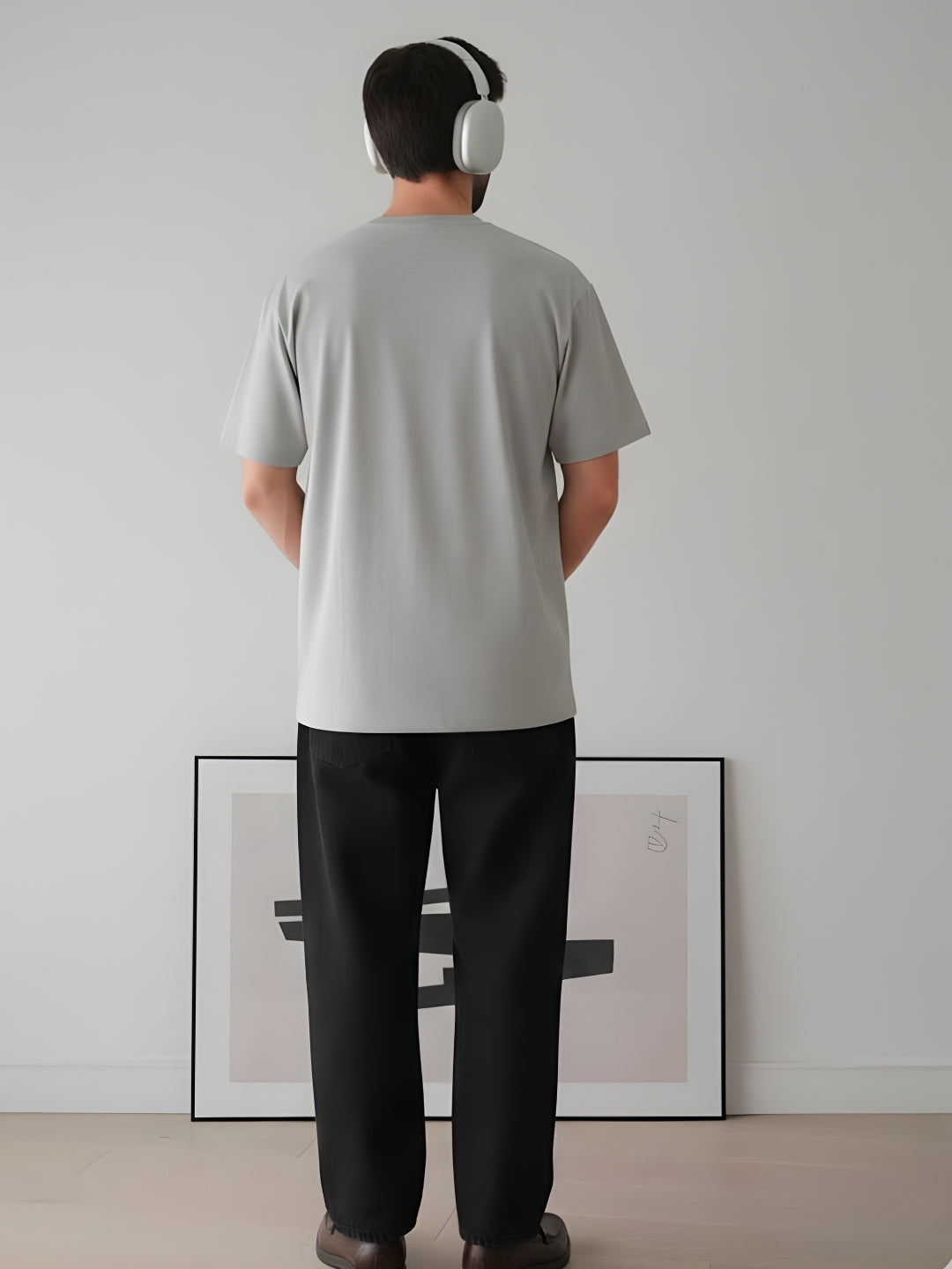 Cargo T-Shirt For Men - Ash Grey  -  Kurvy Oversized T-Shirt
