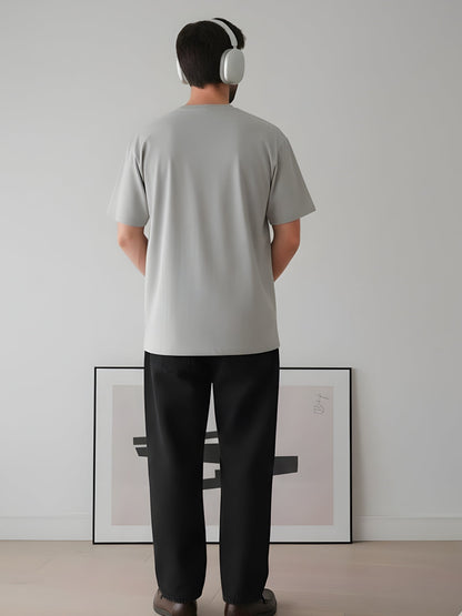 Cargo T-Shirt For Men - Ash Grey  -  Kurvy Oversized T-Shirt