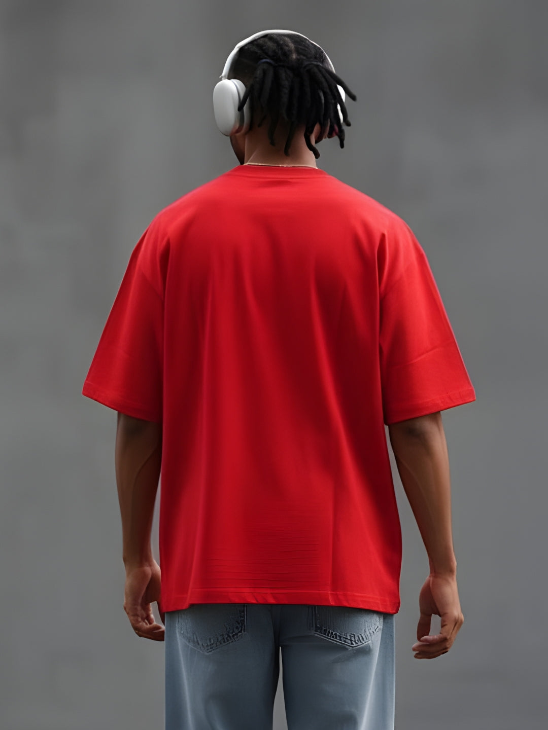 Cargo T-Shirt For Men - Candy Red  -  Kurvy Oversized T-Shirt