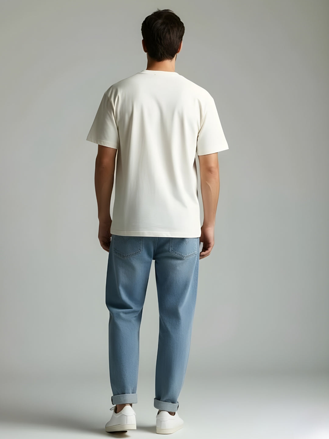 Cargo T-Shirt For Men - Off White  -  Kurvy Oversized T-Shirt