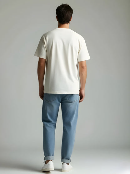 Cargo T-Shirt For Men - Off White  -  Kurvy Oversized T-Shirt