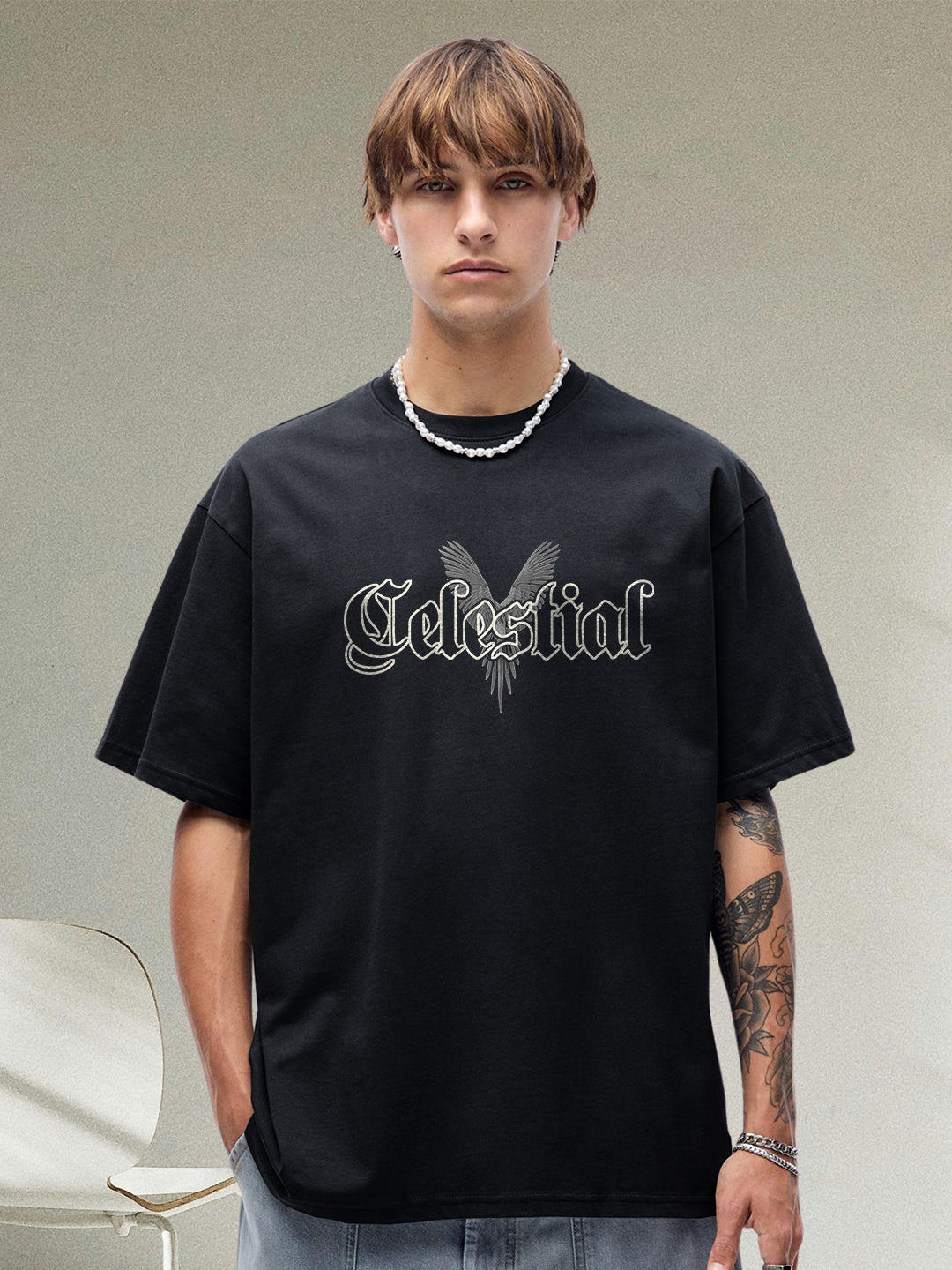 Celestial Men Graphic Printed Oversized T-shirt  -  Kurvy Oversized T-Shirt