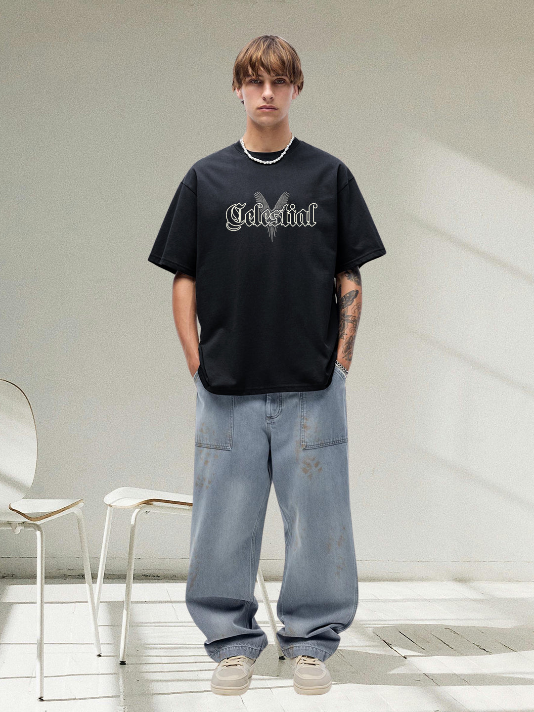 Celestial Men Graphic Printed Oversized T-shirt  -  Kurvy Oversized T-Shirt