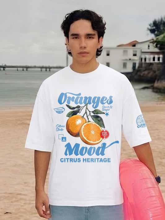 Citrus Heritage Men Printed Oversized T-Shirt  -  Kurvy Oversized T-Shirt