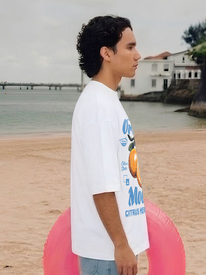 Citrus Heritage Men Printed Oversized T-Shirt  -  Kurvy Oversized T-Shirt