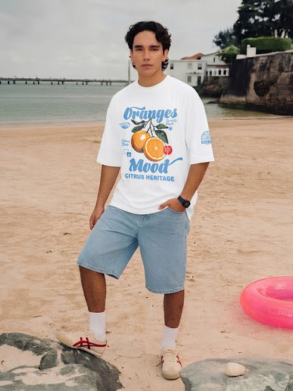Citrus Heritage Men Printed Oversized T-Shirt  -  Kurvy Oversized T-Shirt