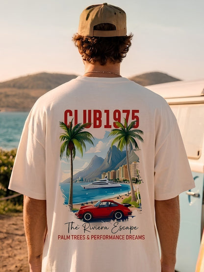 Club 1975 Men Printed Oversized T-Shirt  -  Kurvy Oversized T-Shirt