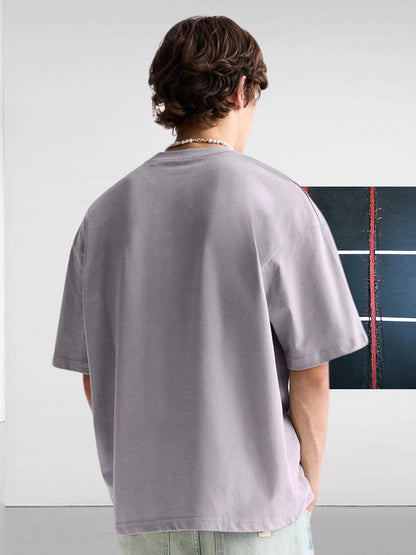 DEVELOPER Ash Grey Men Oversized T-Shirt  -  Kurvy Oversized T-Shirt