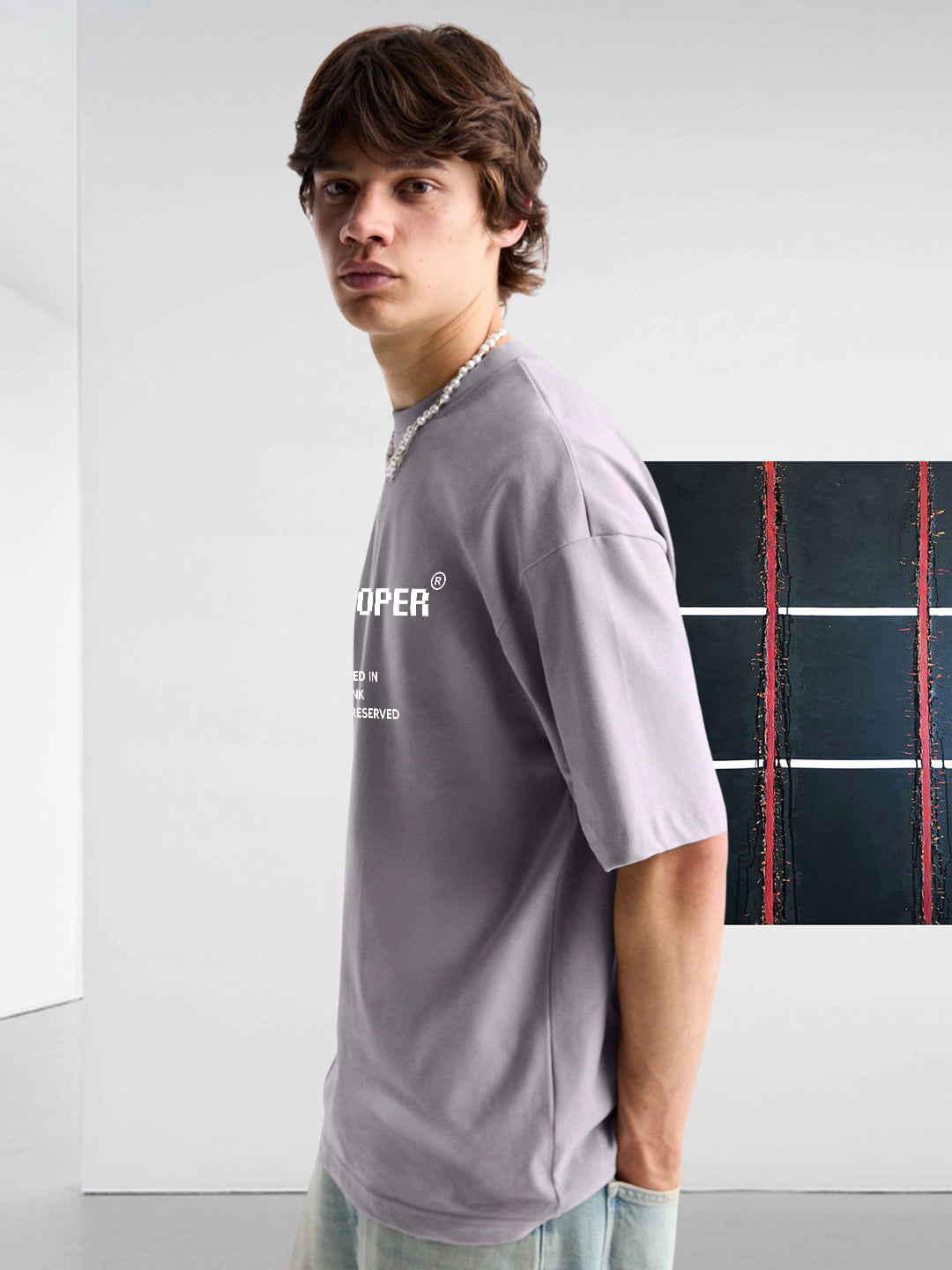 DEVELOPER Ash Grey Men Oversized T-Shirt  -  Kurvy Oversized T-Shirt